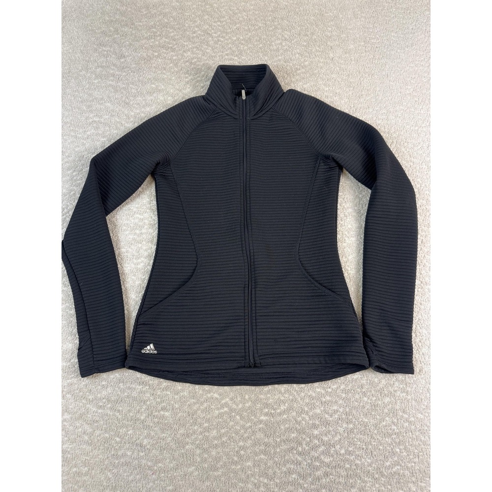 Adidas Golf Jacket Womens‎ XS Black Full Zip Textured Athletic Midlayer Training